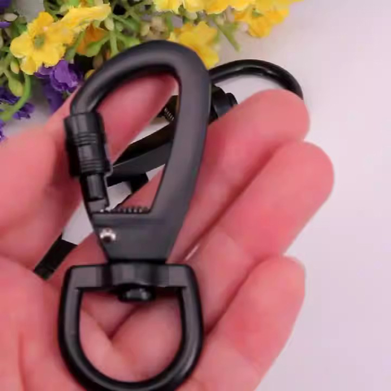 Carabiner Locking D - มัลติฟังก์ชั่น D-type Buckle ล็อคอัตโนมัติ Carabiner พร้อมแหวนหมุนสําหรับพวงกุญแจกลางแจ้ง