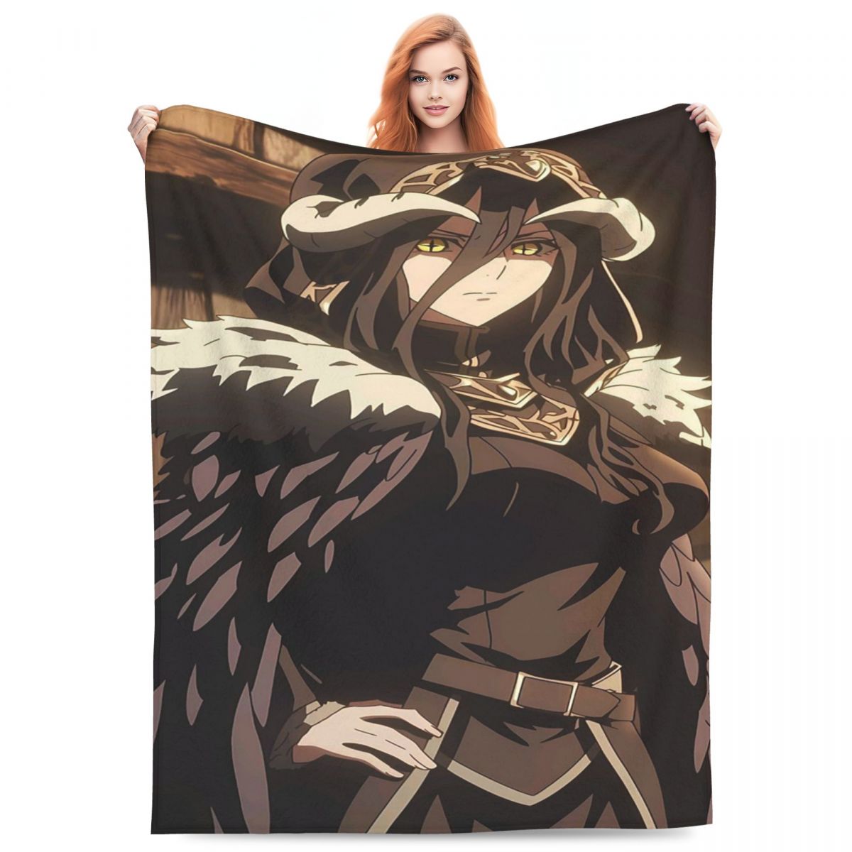Outdoor Adventure Quilt - ผ้าห่มขนแกะลายอนิเมะผจญภัย Albedo Overlord สำหรับโซฟา ผ้าห่มนุ่ม ระบายอากาศได้ดี