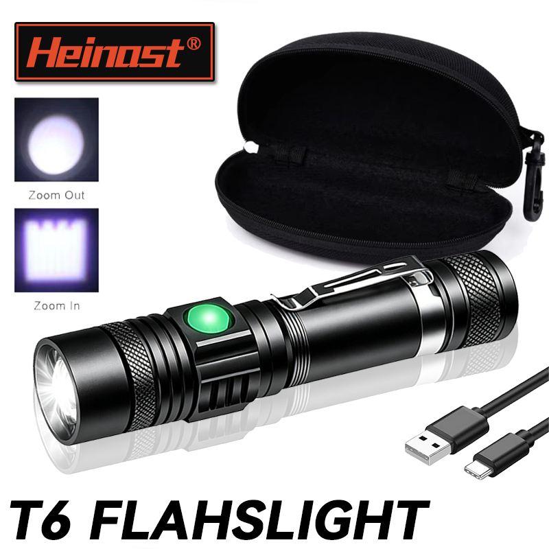 Outdoor Adventure Camp - ไฟฉาย LED T6 แบบชาร์จไฟได้, ไฟฉายซูมได้ 18650,