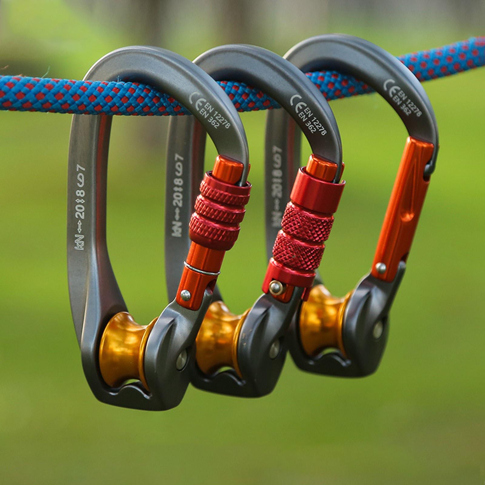 Carabiner Locking D - คาราไบเนอร์แบบล็อค อุปกรณ์ปีนเขา, อุปกรณ์เสริมปีนเขาแบบ D-Ring ตะขอรอก คาราไบเนอร์แบบมีลูกปืน