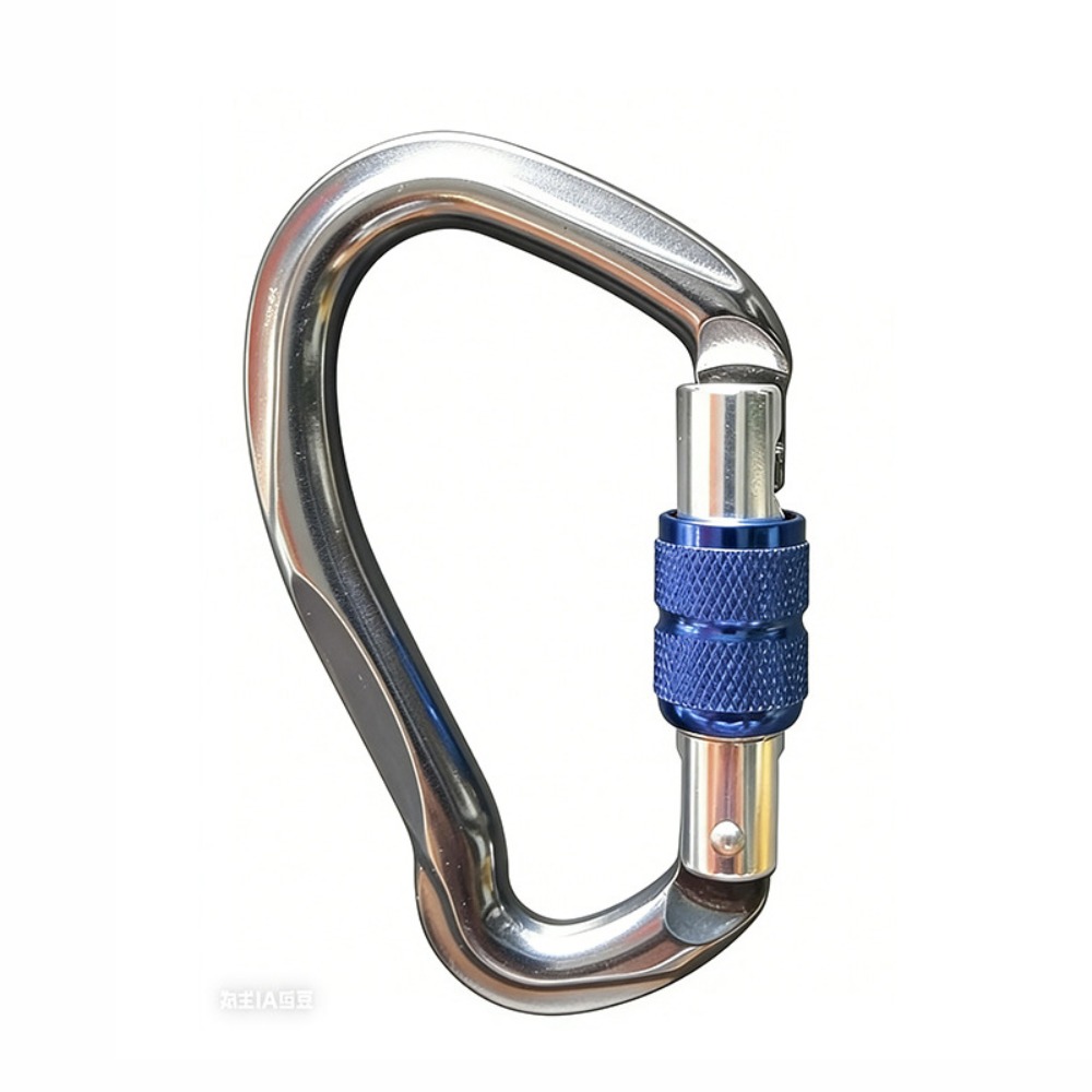 Carabiner Locking D - คาราบิเนอร์ล็อคแบบสกรู รุ่นใหม่ 7075 อลูมิเนียม สีเงิน สำหรับปีนเขา