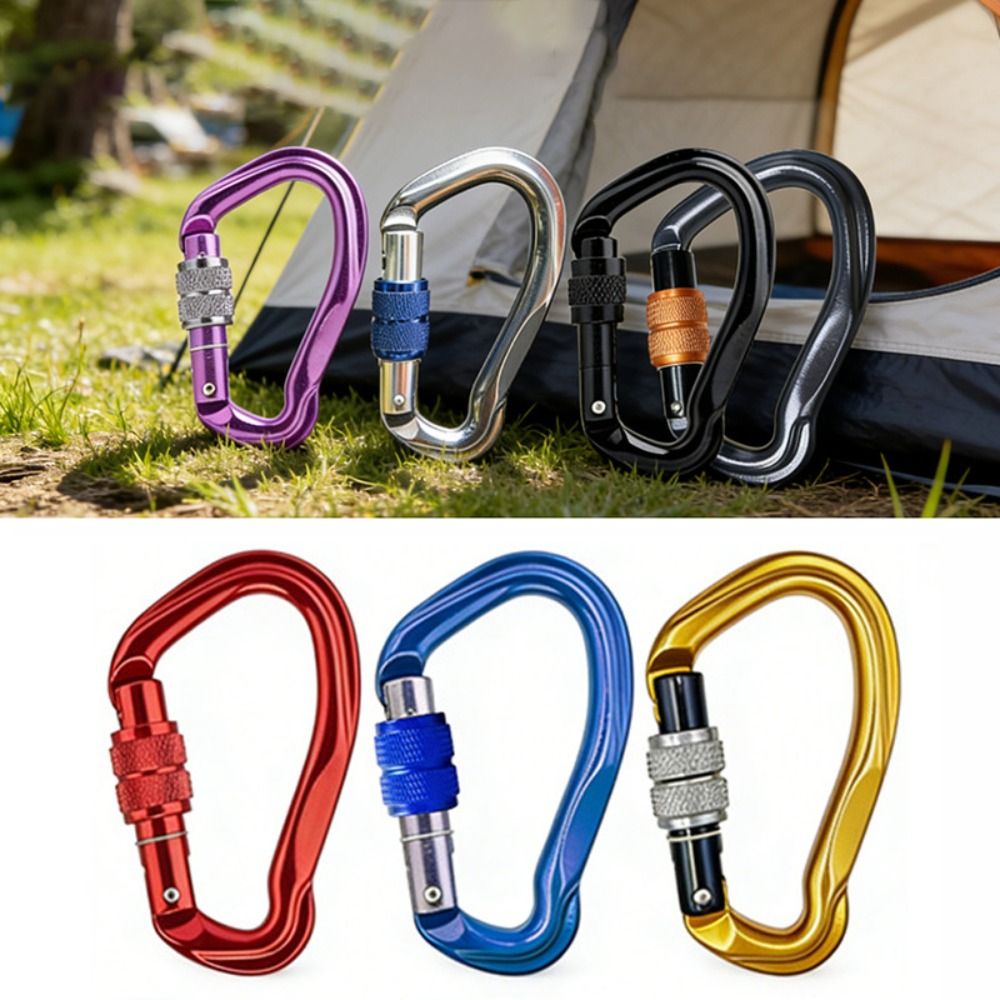 Carabiner Locking D - คาราบิเนอร์ล็อคแบบใหม่ 7075 อลูมิเนียม รูปทรงตัว D พร้อมระบบล็อคแบบสกรู
