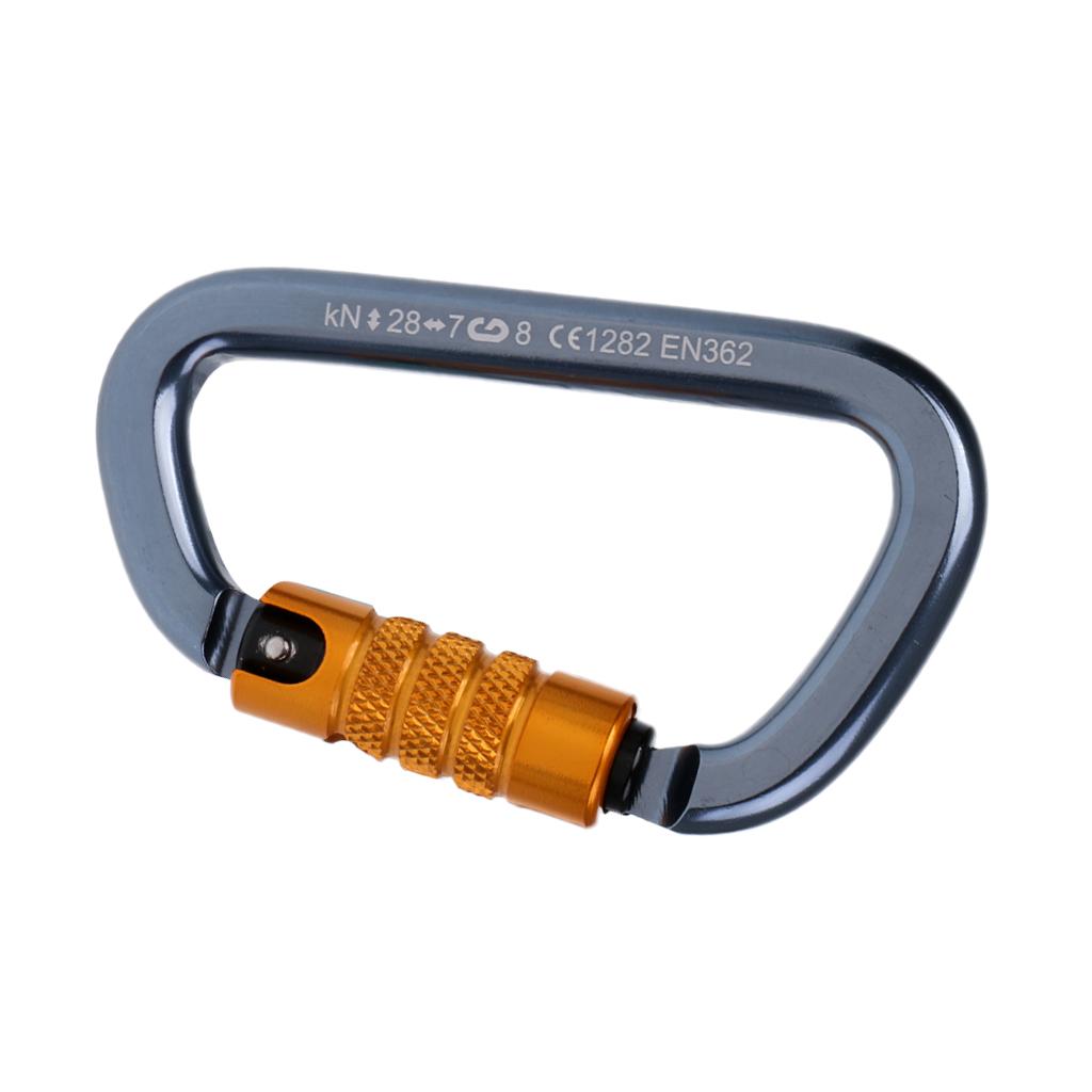 Carabiner Locking D - คาราบิเนอร์อะลูมิเนียมรูปตัว D พร้อมระบบล็อค สำหรับใช้เป็นพวงกุญแจ ปีนเขา และอุปกรณ์ฝึกซ้อมกลางแจ้ง