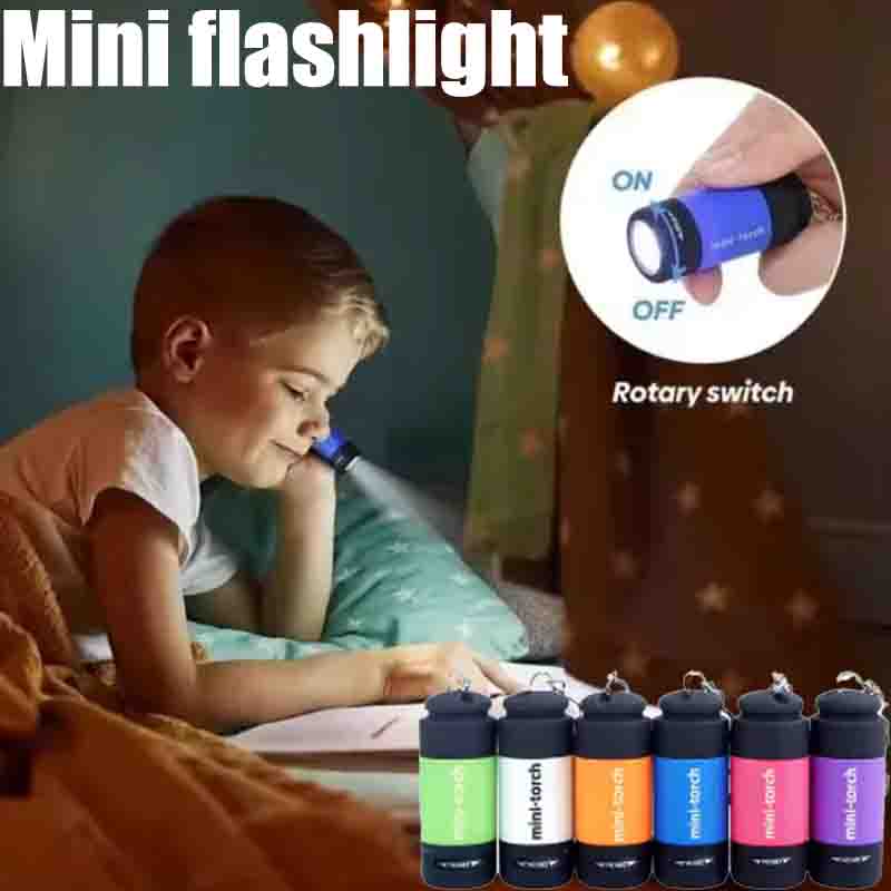 Outdoor Adventure Camp - USB ชาร์จไฟได้ ไฟฉายขนาดเล็กสำหรับตั้งแคมป์ ไฟฉายพกพาแบบพวงกุญแจ แสงสว่างแรง กันน้ำ