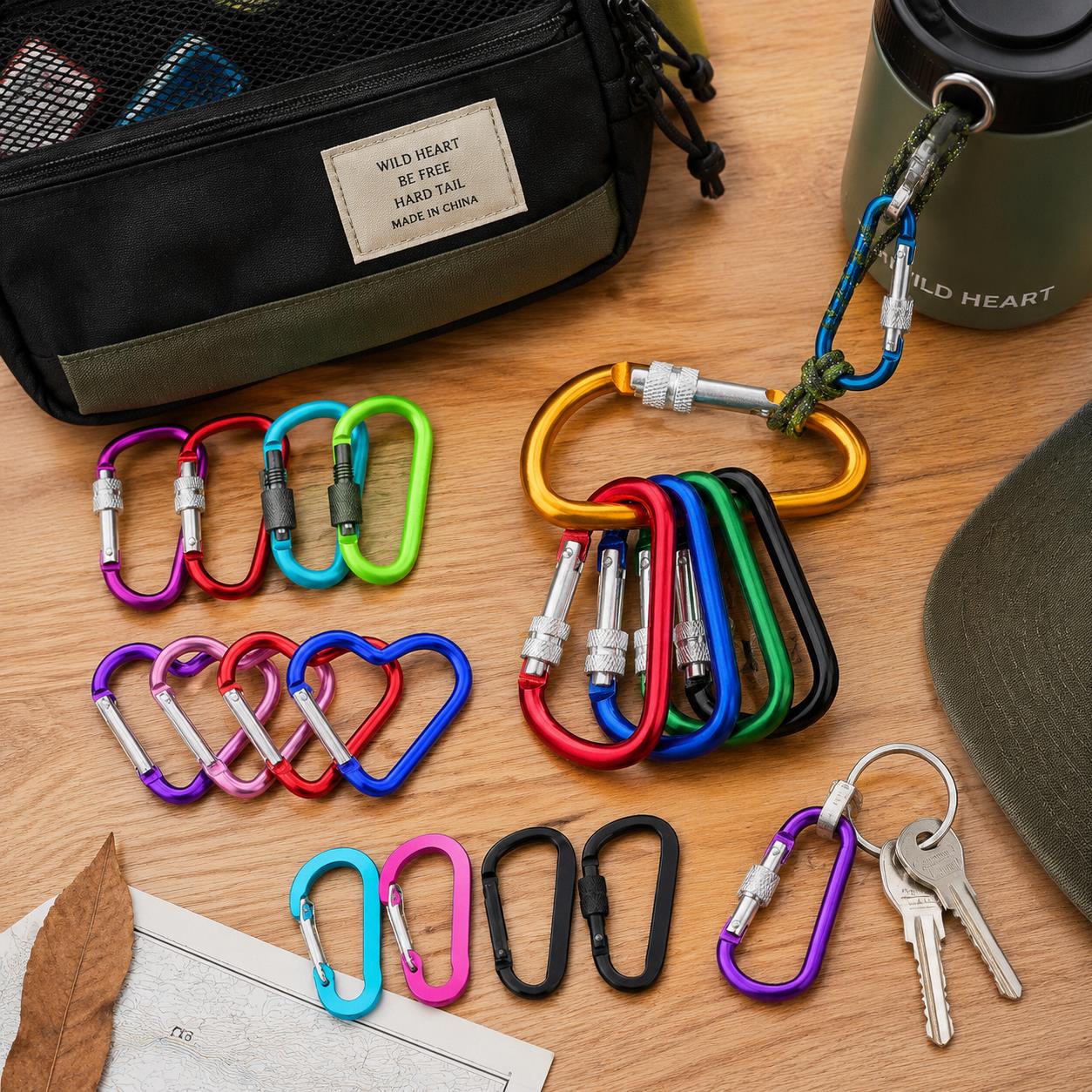 Carabiner Locking D - ชุดคาราบิเนอร์ 6 ชิ้น – รูปตัว D