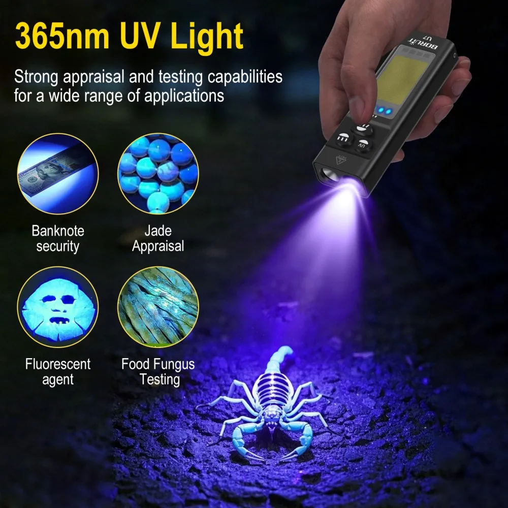 ไฟฉาย BORUiT U7 UV LED EDC 110 - Outdoor Adventure Camp บทวิจารณ์และราคา