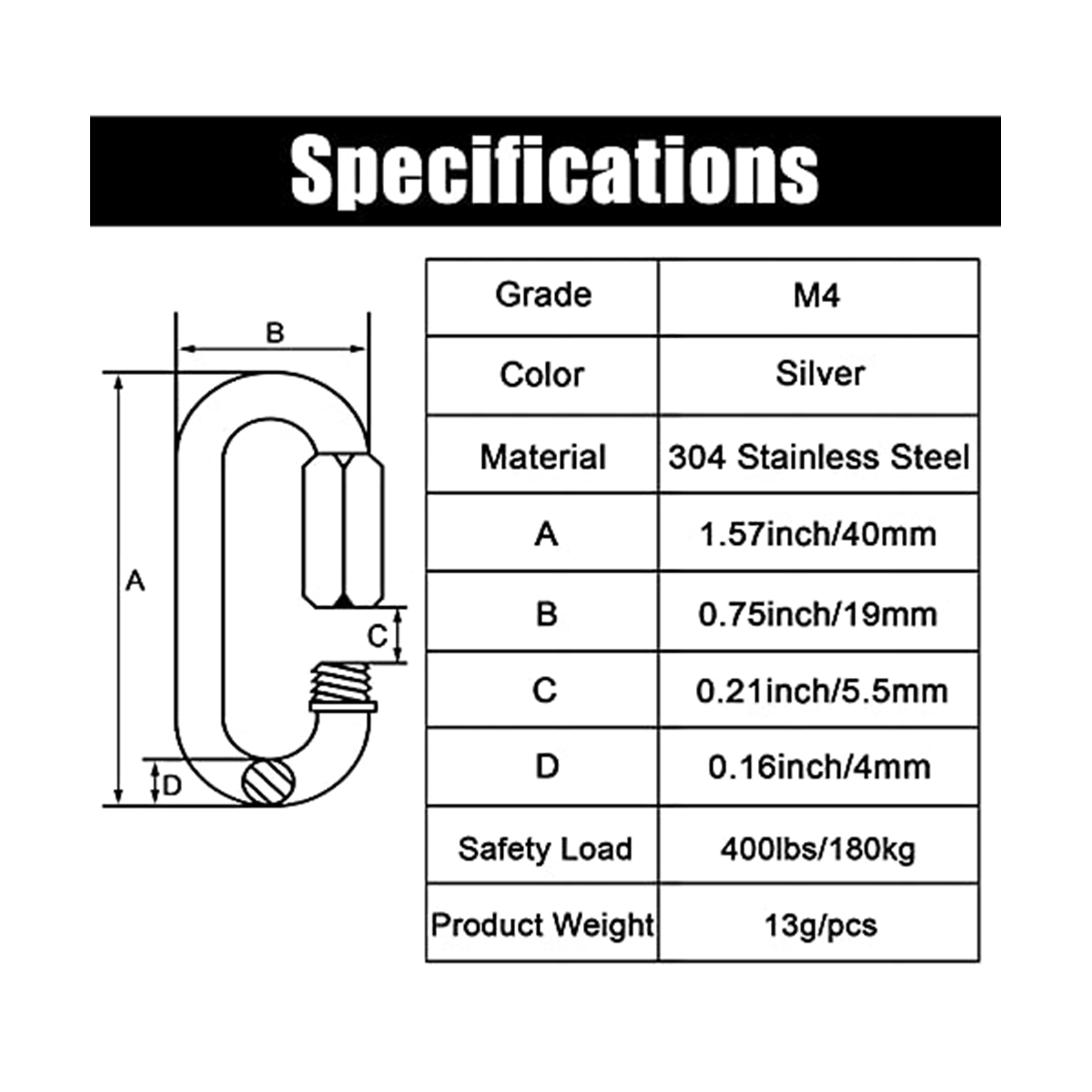 12 Pack Quick Link 5/32 นิ้วHe - Carabiner Locking D บทวิจารณ์และราคา