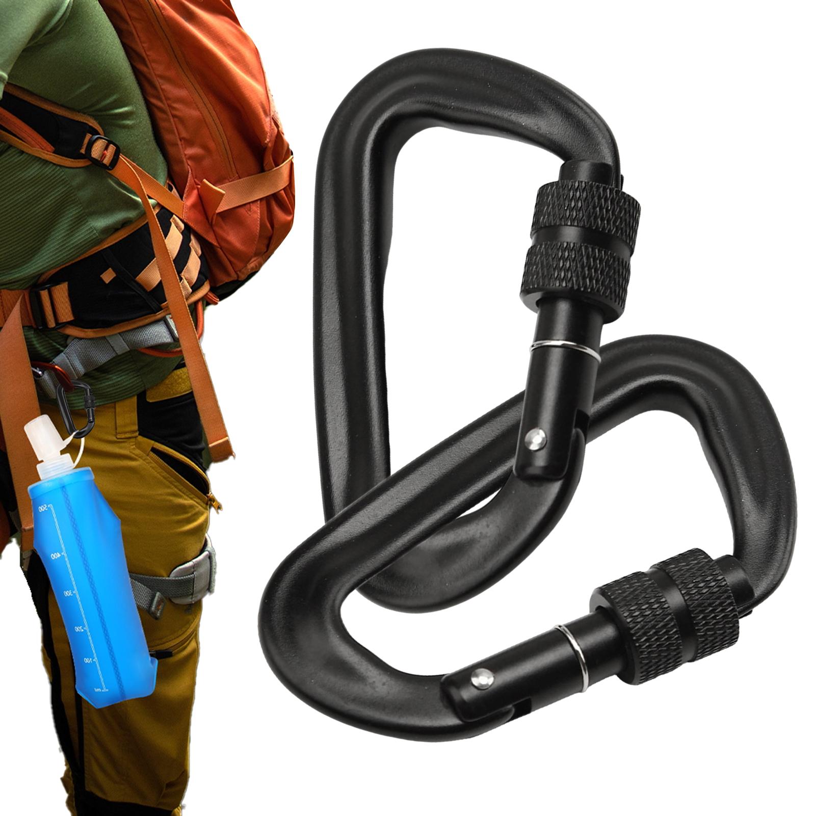 คาราบิเนอร์คลิป 2 ชิ้น อลูมิเน - Carabiner Locking D บทวิจารณ์และราคา